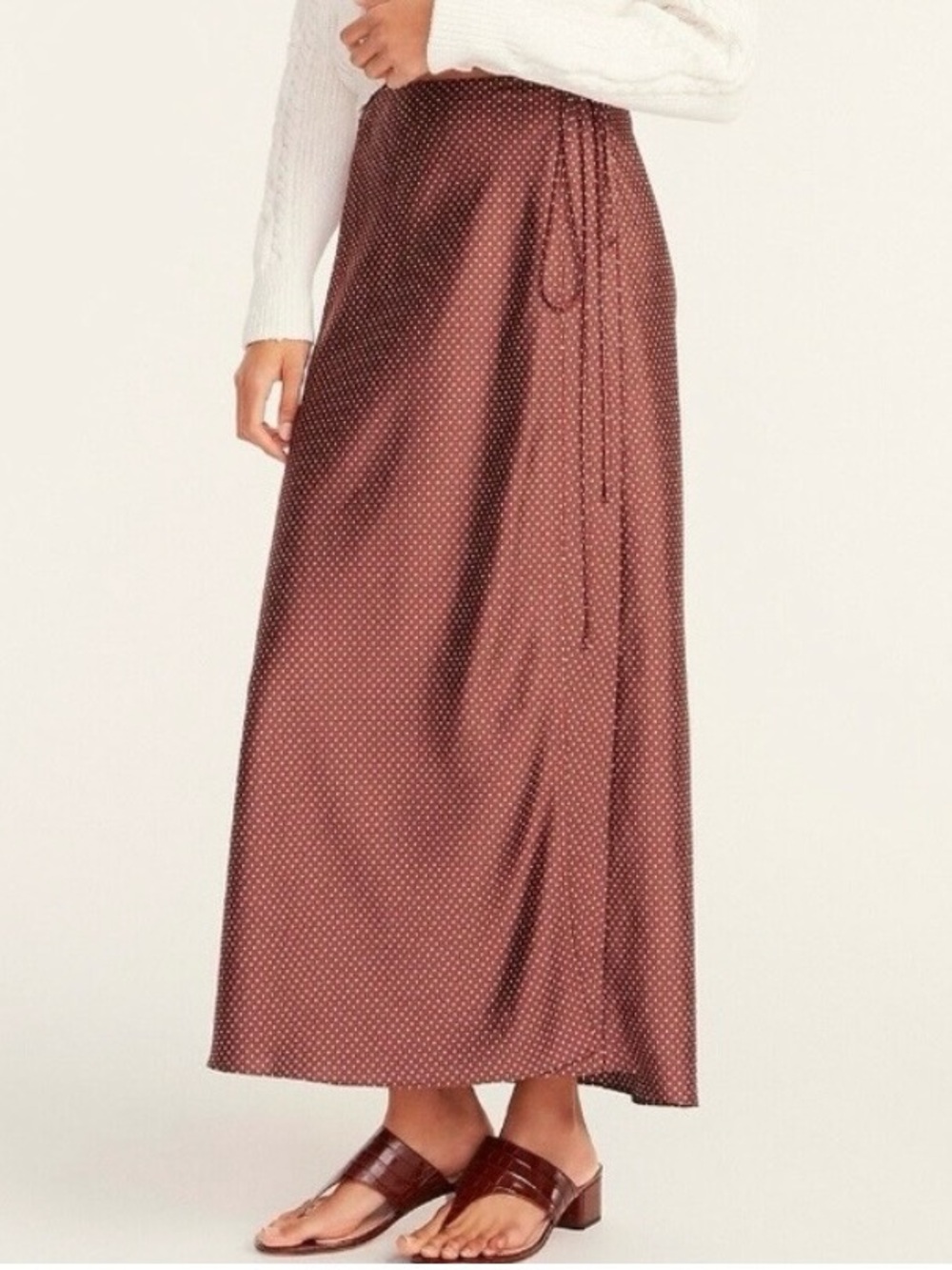 J.Crew Wrap Slip Skirt in Sable Polka Dot | XL | EUC